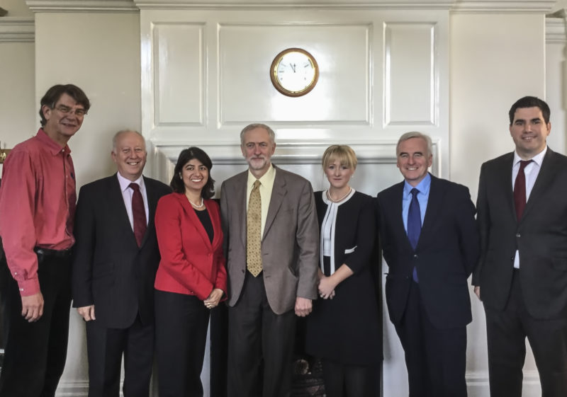 Seema Malhotra with members of the Shadow Cabinet and Labour leadership, including Leader of the Opposition Jeremy Corbyn and Shadow Chancellor John McDonnell