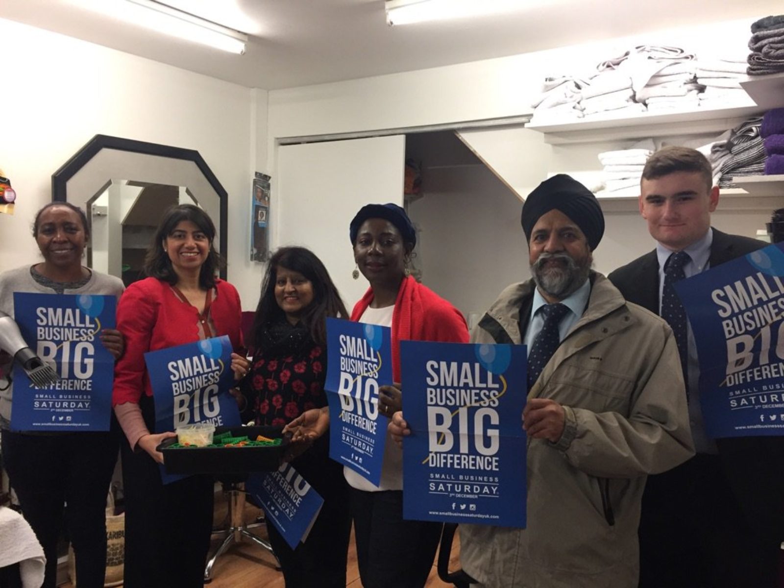 Seema Malhotra with constituents, councillors and business representatives on Small Business Saturday