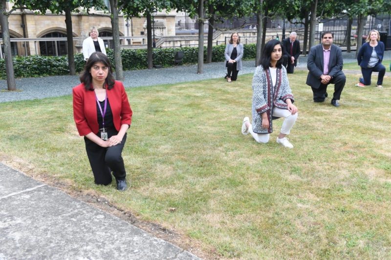 Seema Malhotra MP taking the knee on the Parliamentary estate