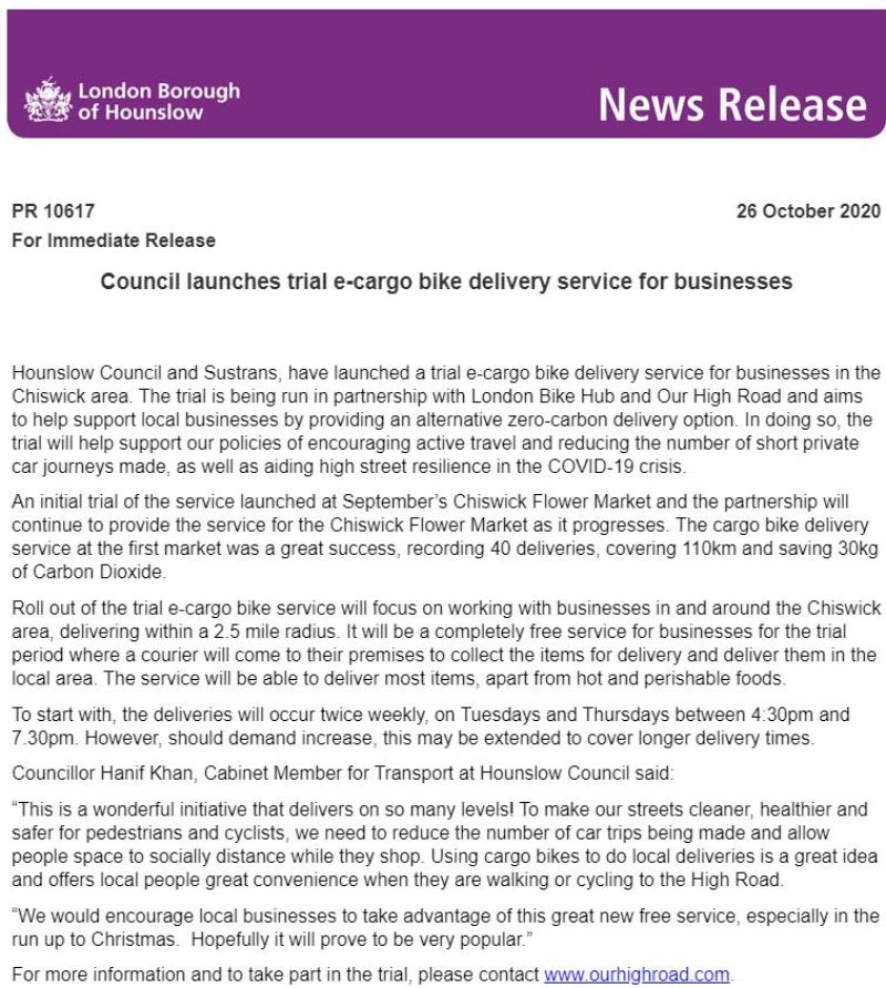 Hounslow Council press release