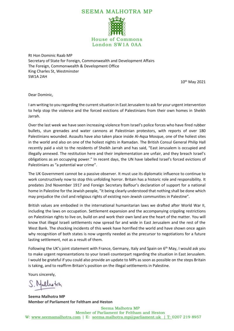Letter to Dominic Raab
