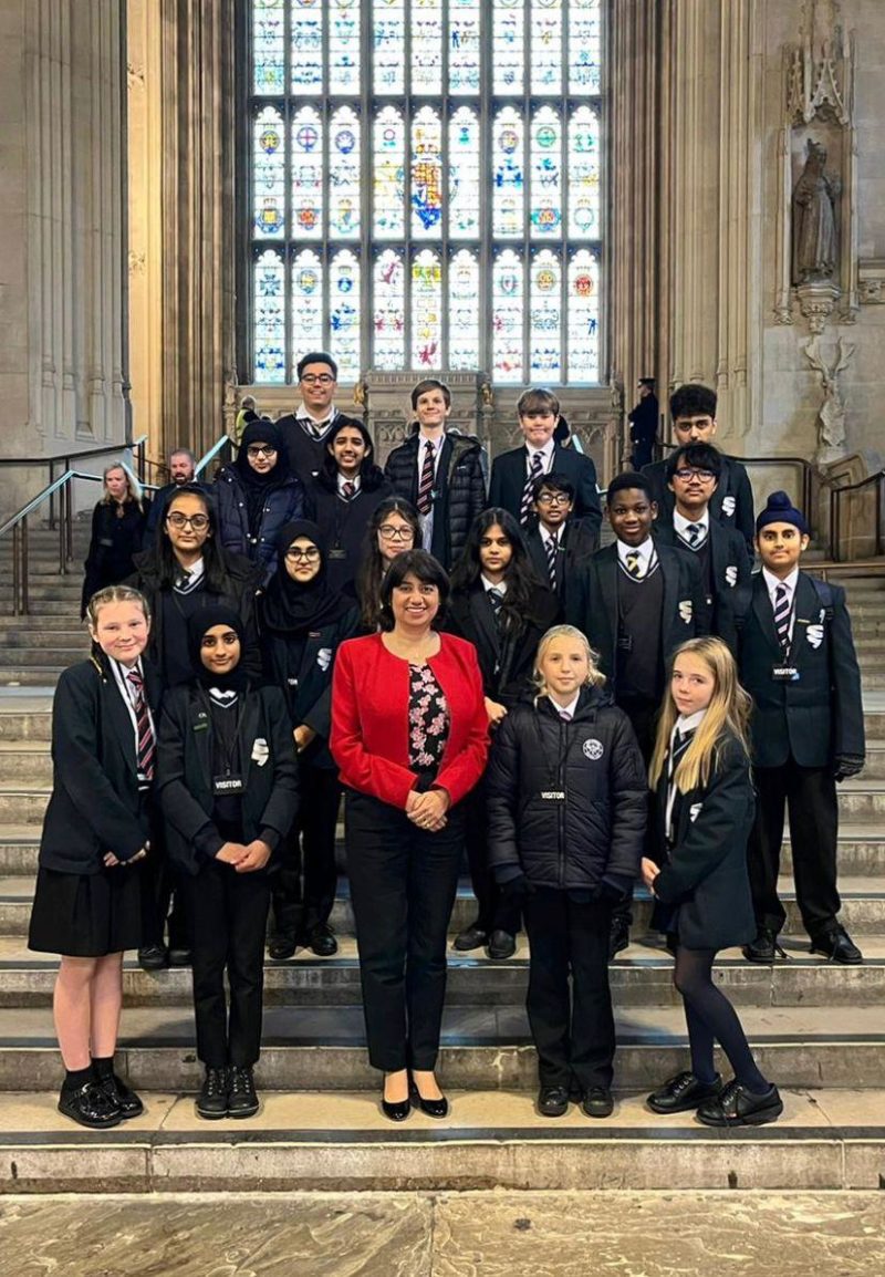 Seema Malhotra MP with students from SpringWest Academy in Westminster Hall
