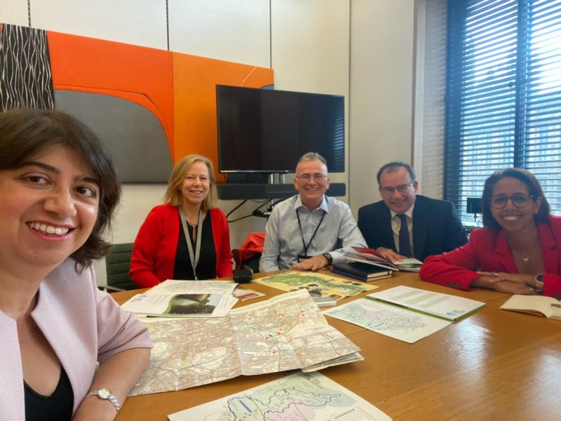 Seema Malhotra MP in a meeting with Ruth Cadbury MP, Rob Gray, Gareth Thomas MP and Munira Wilson MP