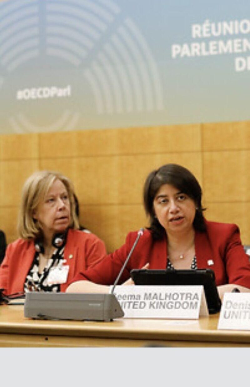 Seema Malhotra and fellow Hounslow MP Ruth Cadbury at the meeting of the OECD