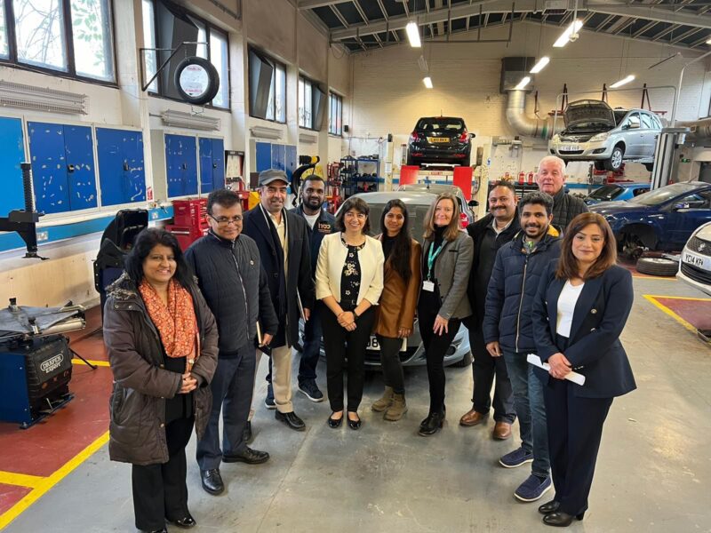 Seema Malhotra MP with local business owners and councillors in the Skills + Logistics Centre
